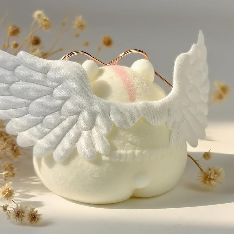 Handmade Taba Squishy Hamster Toy, Cute Squishy Hamster Fidget Toy, Realistic Hamster Toy, Soft Silicone Mochi Furry Toy, Stress Relief Gift for Adults & Kids,Halloween Decor(White-Angel)