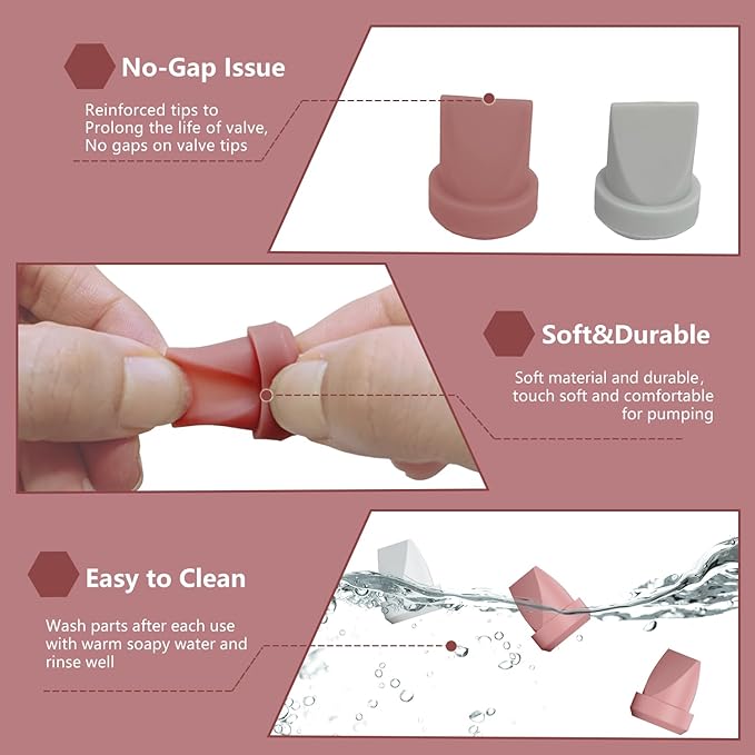 6pcs Duckbill Valves Compatible with Momcozy M5/M5/M6/V1/V1 Pro/V2/V2 Pro, Replace for Momcozy Breast Pump Replacement Accessories, Fit for Mom Cozy Pump Part, Not Original Parts, Gray