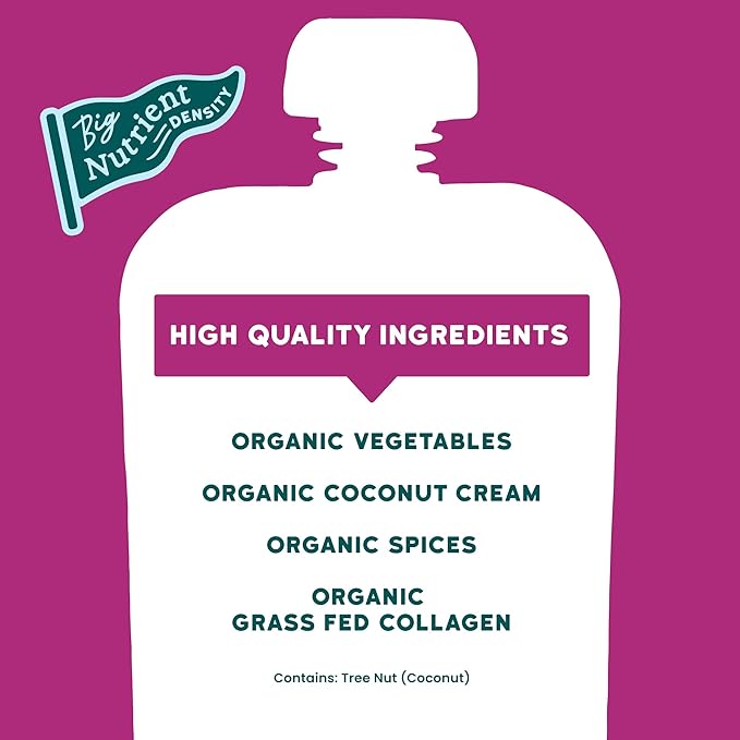 Serenity Kids 6+ Months Dairy-Free Baby Protein Smoothie Pouch - BPA-Free & USDA Organic Beet & Carrot - Grass Fed Collagen Protein & Organic Collagen - 3.5 Oz, 6 Pack