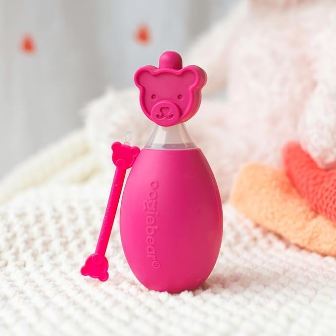 oogiebear: BearPair Baby Nose Cleaner & Ear Wax Removal Tool with Nasal Aspirator - Safe Booger & Earwax Removal for Newborns, Infants, Toddlers - Essential Baby Stuff, Diaper Bag Must-Have - Pink