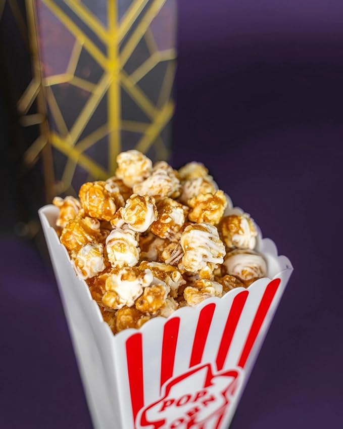 SendaCake Luxe Bubble Box with Caramel White Chocolate Popcorn, Ready to Gift, No Assembly Required - Happy Birthday Surprise - Unique Birthday Gift for Women, Men, Sister, Mom, Dad, Best Friend