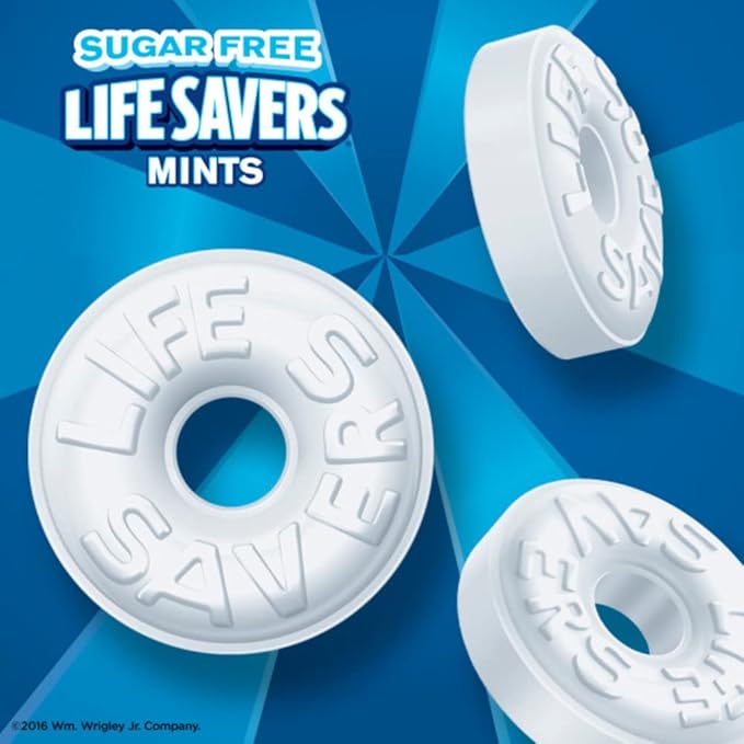 LIFE SAVERS Breath Mints Sugar Free, Pep O Mint Hard Candy Bag for Goodie Bags, Road Trips, School, Work, 2.75 oz (Pack of 12)