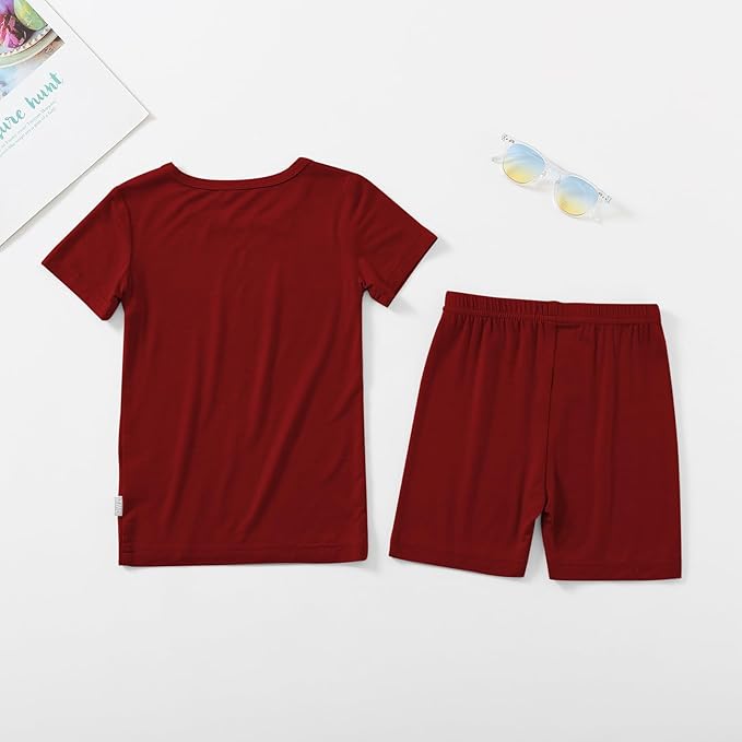 Jimonda Toddler Kids Girls Boys Pajamas Sets Soft Comfy Jammies Tencel Solid Raglan Sleepwear Pajamas Pjs 2pcs Set 18M-8Y