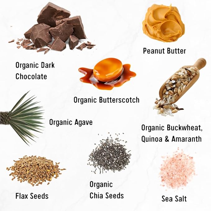 Taos Bakes - Peanut Butter Chocolate + Butterscotch - Snack Bars - 6g Protein, Gluten Free, Plant Based, & Vegan Granola Bars - Filled w/Flax Seeds, Chia Seeds, & Peanut Butter - 12 Pack, 1.8oz ea