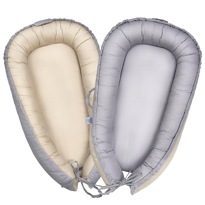 Infant Lounger, Portable Baby Nest Cover, 100% Cotton, Breathable & Reversible, Baby Lounger for Newborn, Adjustable Baby Floor Seat for Tummy Time, Essentials for Newborns