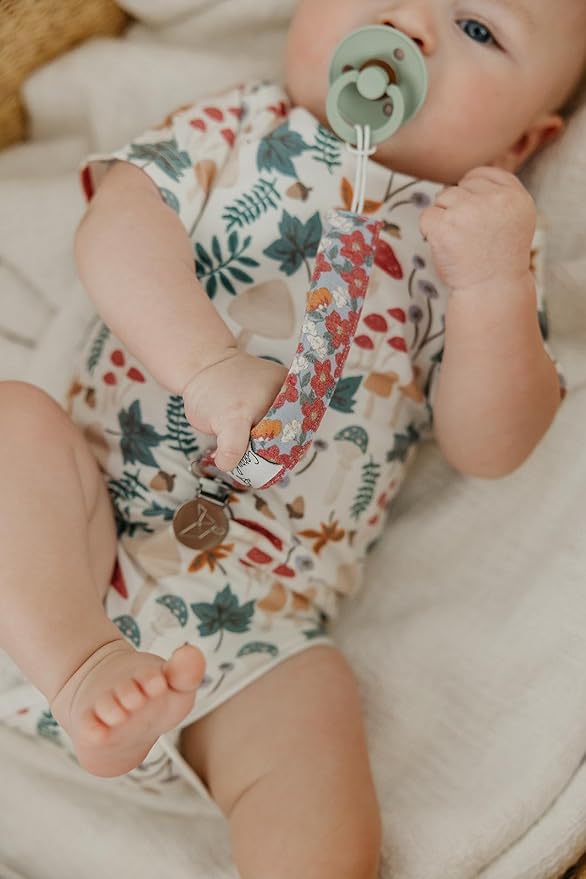 Copper Pearl Pacifier Clip 3-Pack: Premium Knit Binky Clips for Baby Girls and Boys - Stylish Stainless Steel Pacifier Holder Clip - Baby Pacifier Clips for No More Floor Drops - Ivy