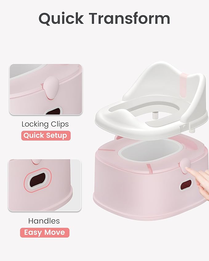 3-in-1 Toddler Potty Training Toilet for Boys and Girls Multi-use Baby Potty Chair for Toddlers 1-3 Training Potty Seat Toddler Toilet Baby Potty Training Seat with Step Stool (Pink)