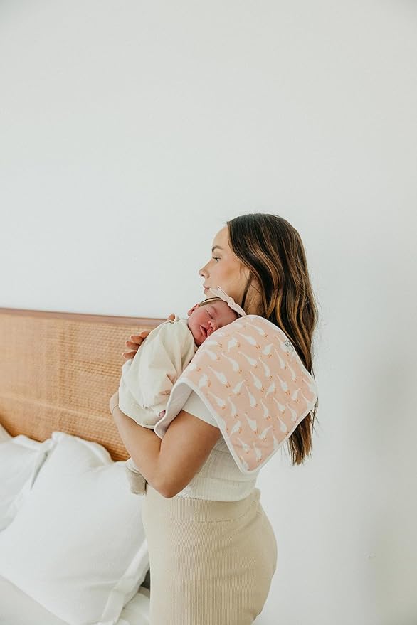 Copper Pearl Premium Baby Burp Cloths - 3-Pack Large Cotton Burp Cloths, Extra Soft Spit Up Rags with 3 Absorbent Layers, Perfect for Baby Girl Gifts (21" x 10" Size, Goosie Set)