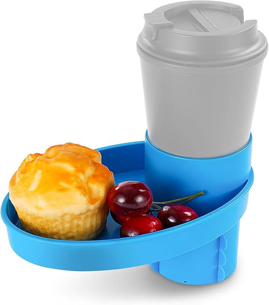 Car Seat Tray - Easily Expands Snack Tray Cup Holder Tray into 360° Cup & Travel Tray for Kids Car Seat, Booster, and Stroller (Blue)