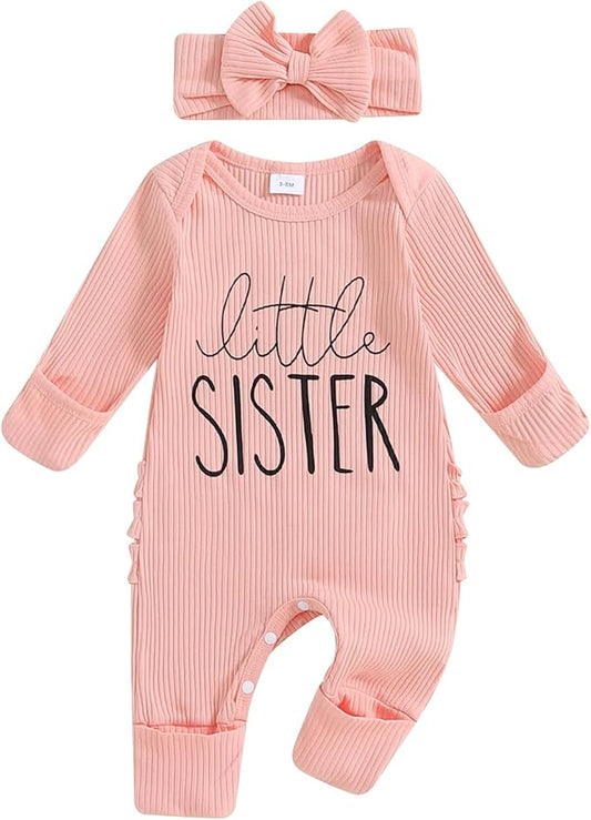 Newborn Girl Clothes Baby Girl Coming Home Outfit Zipper One-piece Outfits Ruffle Footie Bodysuit Jumpsuit Headband