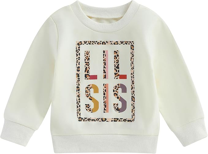 VISGOGO Infant Baby Boy Girls Big Lil Bro Big Lil Sis Matching Set Sweatshirt Romper Embroidery Sweater Toddler Clothes