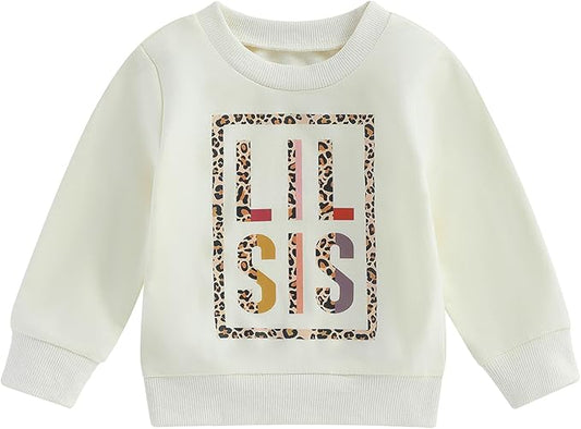 VISGOGO Infant Baby Boy Girls Big Lil Bro Big Lil Sis Matching Set Sweatshirt Romper Embroidery Sweater Toddler Clothes
