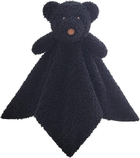 Baby Black Teddy Bear Soft Stuffed Animal Security Blanket, Plush Bear Character Lovey Blanket, Baby Shower/Nursery Gift, Newborn Infant Toddler Snuggle Blankie for Boys Girls, 14 Inches