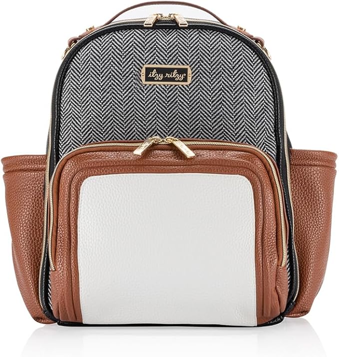 Itzy Ritzy Unisex Baby Mini Plus Diaper Bag, Coffee & Cream