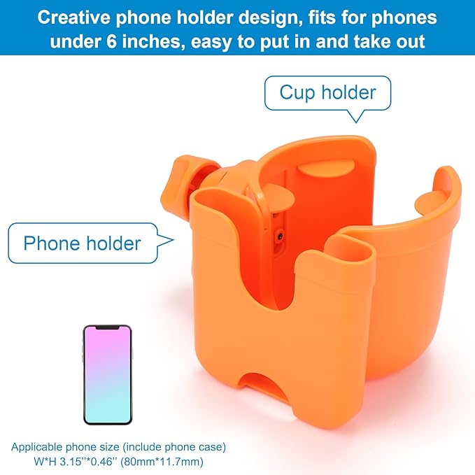 Accmor Stroller Cup Holder with Phone Holder, Bike Cup Holder, Universal Cup Holder for Uppababy Nuna Doona Strollers, 2-in-1 Cup Phone Holder for Stroller, Bike, Wheelchair, Walker, Scooter