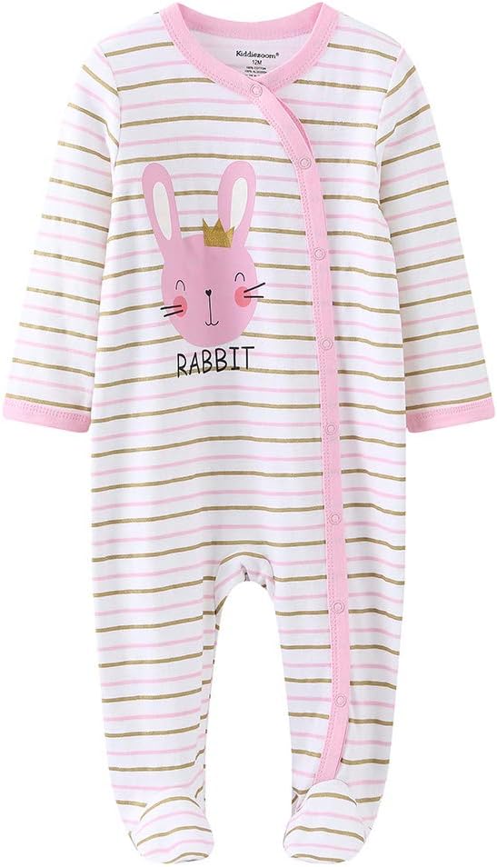 Kiddiezoom Baby Footed Cotton One-Piece Romper Jumpsuit Pajamas