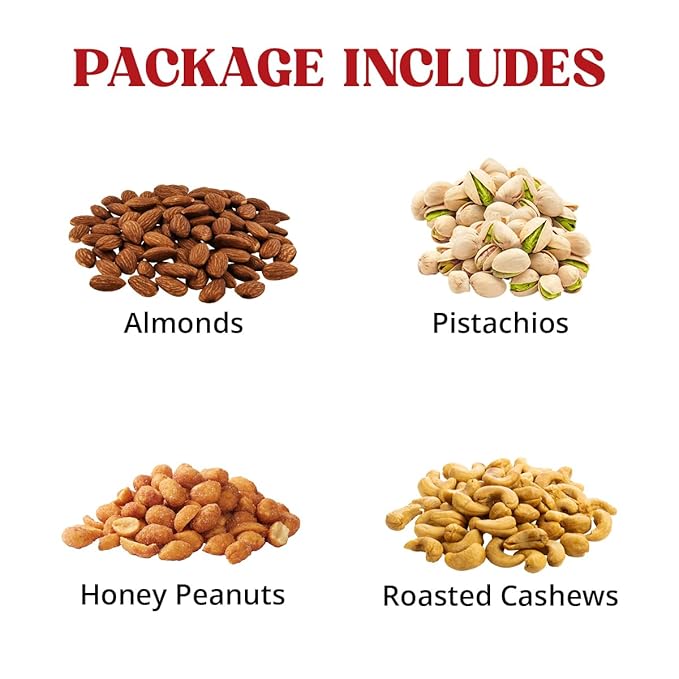 Nuts gift Basket of Cravings Gourmet Nuts Collection, Premium Mixed Nut Gift Box, 4 Sectional.