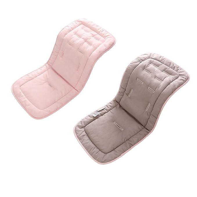 Baby Stroller Cushion, Infant Car Seat Insert-Universal Breathable and Soft Newborn Stroller Mat-100% Cotton Cover Toddler Seat Pad Liner for Stroller, 34x78cm,1 Pack（Grey+Pink）
