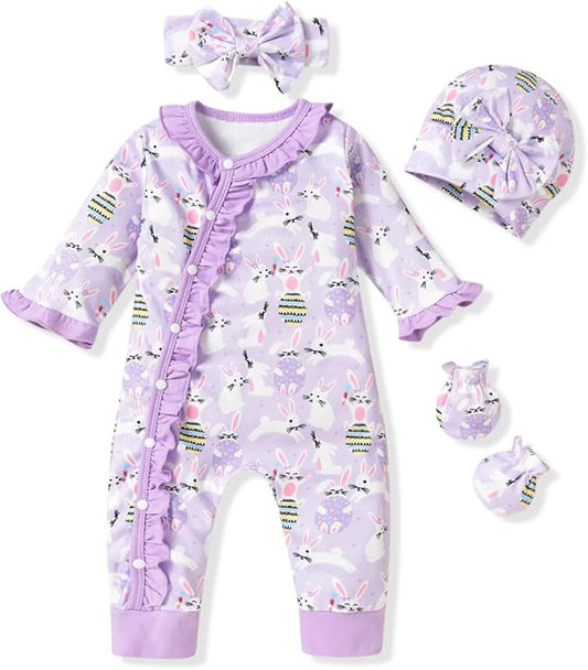 Aalizzwell Baby Girls Romper Outfit Fall Winter Clothes with Accessories