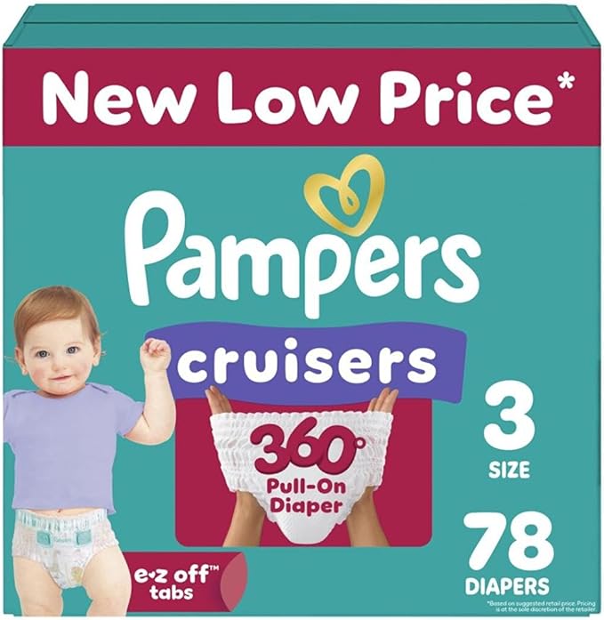 Pampers Diapers - Cruisers 360 - Size 3, 78 Count, Babyproof up to 100% Leakproof Pull-On Diaper