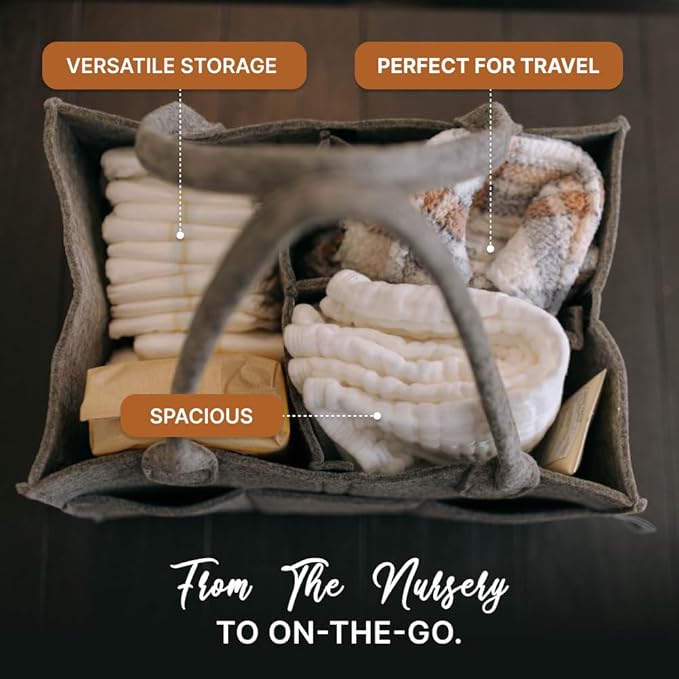 Parker Baby Co. Diaper Caddy - Nursery Storage Bin and Car Organizer for Diapers and Baby Wipes - Charcoal, Large