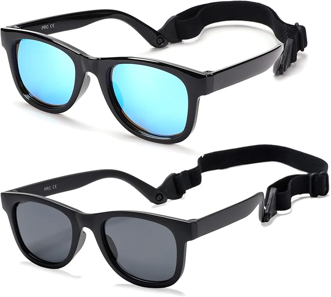 COASION Bendable Flexible Polarized Newborn Baby Sunglasses with Strap for Infant Boys Girls Age 0-12 Months CA8042
