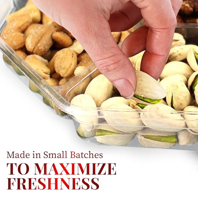 Nuts gift Basket - Delicious Mixed Cravings Gourmet Collection, Features 7 Sectional Platter with Freshly Roasted Nuts.