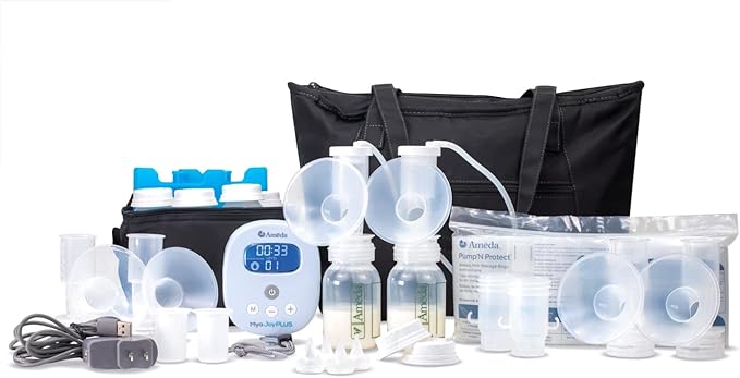 Ameda MYA Joy Plus Electric Breast Pump + Breast Pump Bag & Breast Milk Cooler Bag | Rechargeable | Portable Breast Pump Hands Free | Hospital Grade | Includes HygieniKit & Ameda Pump Parts