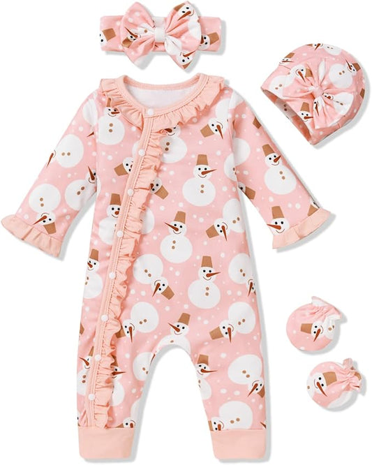Aalizzwell Baby Girls Romper Outfit Fall Winter Clothes with Accessories