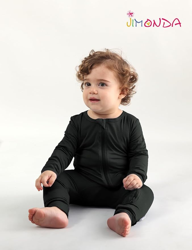 Jimonda Baby Romper Boys Girls Bamboo Pajamas 2-Way Zipper Footless Unisex Long Sleeve Sleepers Sleep and Play 0-24 Months