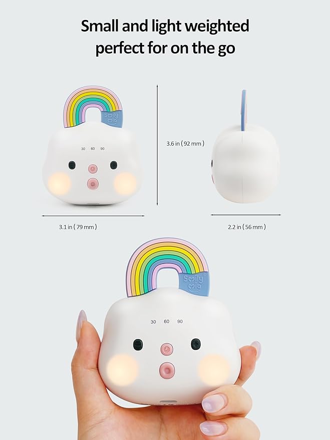 Smily Mia Portable Sound Machine for Babies |White Noise Machine Baby| Sleep Soother |14 Soothing Sounds | Shush | Travel | Registry Gift | Baby Shower | New Born Essentials, Attach to Stroller/Crib