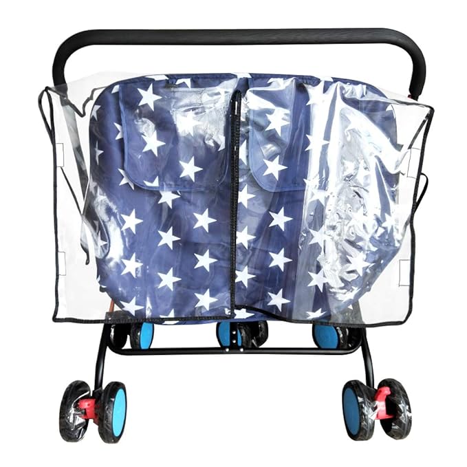 Weather Shield for Double Stroller Raincoat Universal Size Side by Side Baby Umbrella Stroller Rain Cover Scooter Twin Wind Shield Waterproof Jogger City