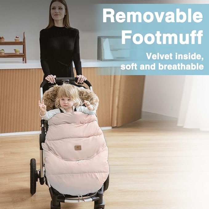 Fairy Baby Winter Cold Universal Stroller Bunting Bag for Baby Toddler-Waterproof Windproof Car Seat Cover Stroller Footmuff - Dog Outdoor Sleeping Bag with Oversized Fur Collar (Pink)