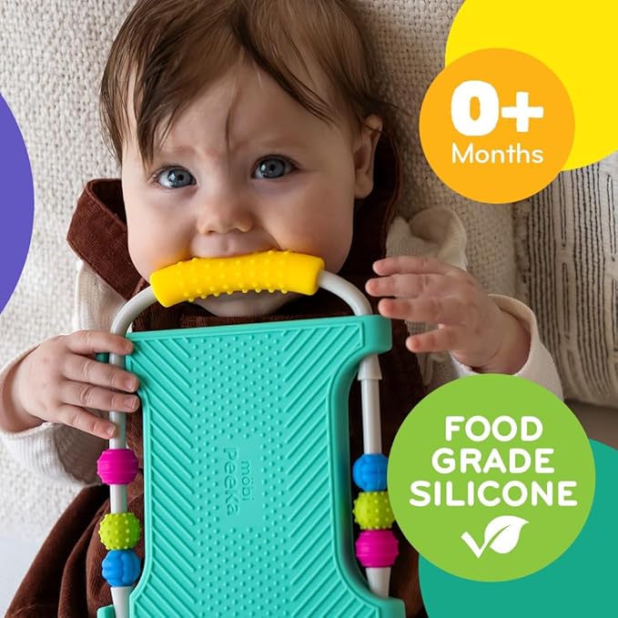 Mobi Peeka Activity Toy - Tummy Time Baby Mirror, Food Grade Silicone Montessori Toys, Shatterproof Mirror for Babies, BPA and Phthalate Free - for 0-6 Months Newborns and Up