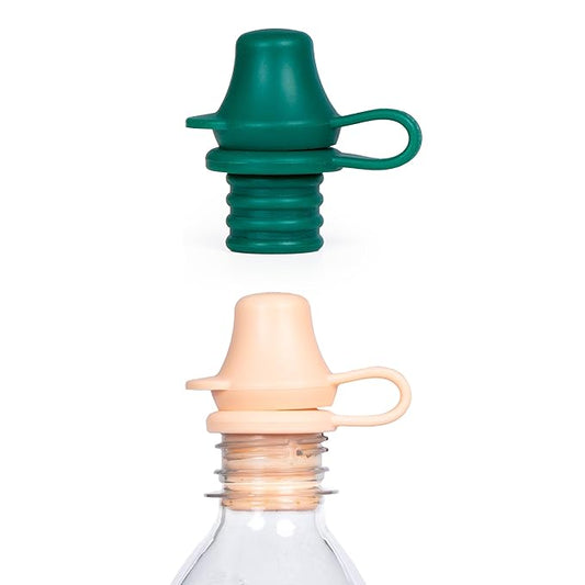 Original Water Bottle Topper for Toddlers – 100% Silicone Sippy Top Spout with Protective Cap makes the Bottle Top a Spill Proof Lid for Kids and Adults - 2 Pack - Pastel