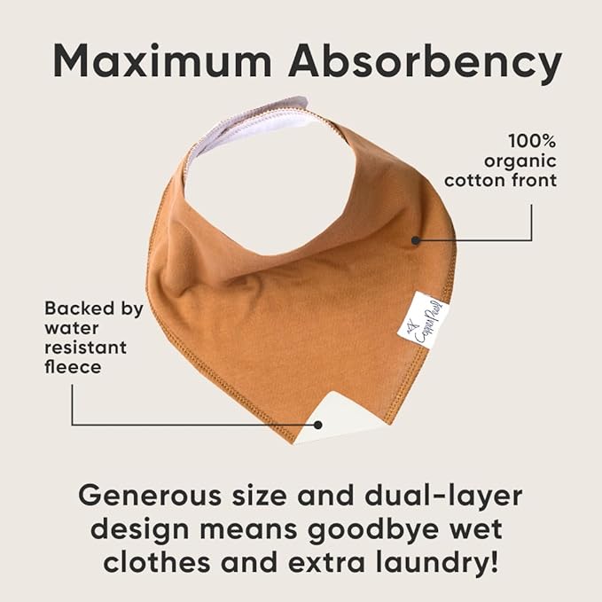 Copper Pearl 4 Pack Soft Cotton Baby Bibs for Drooling and Teething, Absorbent Drool Bibs for Baby Girl and Boy, Adjustable to Fit Newborns to Toddlers, Tons of Styles (Ridge)