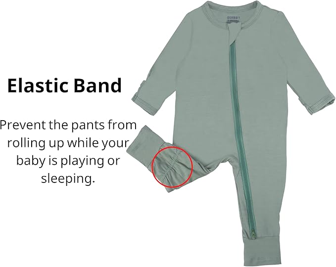 GUISBY Baby Pajamas with Mitten Cuffs - 3Pcs Girls Boys 2 Way Zipper Long Sleeve Rayon Sleepers