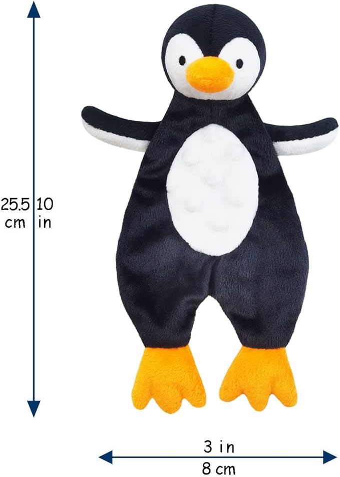 Baby Black Penguin Soft Stuffed Animal Security Blanket, Plush Penguin Character Lovey Blanket, Baby Shower/Nursery Gift, Newborn Infant Toddler Snuggle Blankie for Boys Girls, 10 Inches