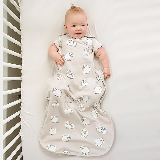 Woolino 4 Season Sleep Sack - Ultimate Merino Wool and Organic Cotton Sleeping Bag - Two-Way Zipper Adjustable Universal Size Sleep Sack for Baby (2-24 Months) - Sheep
