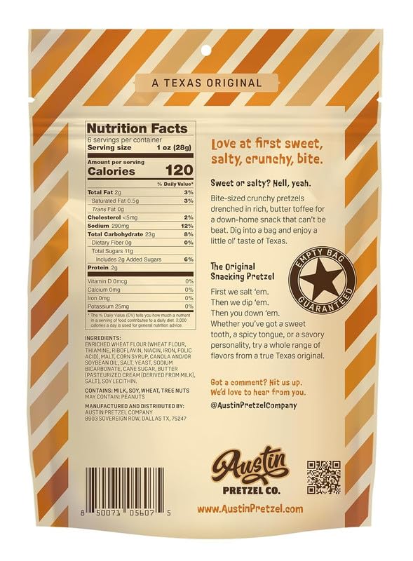 Lonestar Original Pretzels – 6 Oz Gourmet Bite-Sized Snacks Coated in Rich Butter Toffee – Perfect for Sharing or Indulging (pack of 4)