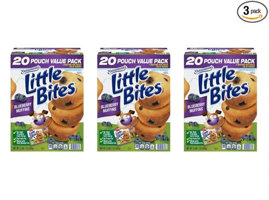 Entenmann's Little Bites Blueberry Mini Muffins | 3 pack (60 pouches total)