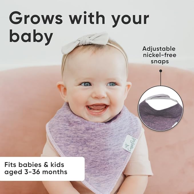 Copper Pearl 4 Pack Soft Cotton Baby Bibs for Drooling and Teething, Absorbent Drool Bibs for Baby Girl and Boy, Adjustable to Fit Newborns to Toddlers, Tons of Styles (Lacie)