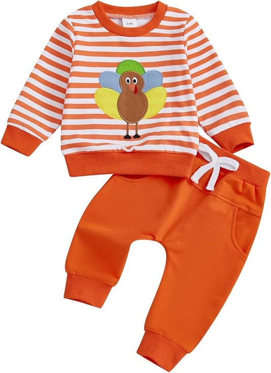 CIYCUIT Toddler Baby Boy Outfits Striped Sweatshirt Pants Clothes Set