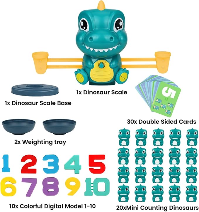 Dinosaur Math Balance Toys, Montessori Toys for 3 Years Old Kids, Toddler Educational Toys for 4 5 6 7 Year Old Boys and Girls - Birthday Gifts for Kids Ages 3-5 5-7