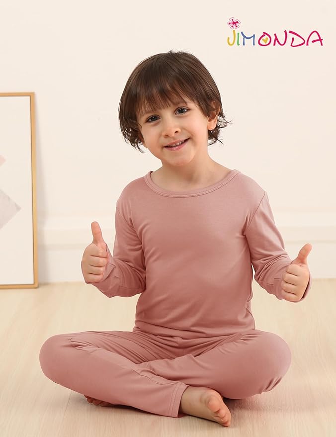 Jimonda Toddler Kids Girls Boys Pajamas Sets Soft Comfy Jammies Tencel Solid Raglan Sleepwear Pajamas Pjs 2pcs Set 18M-8Y