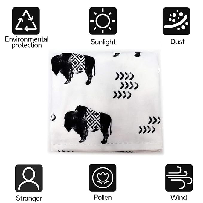 Buffalo Car seat Canopy for Babies, Car Seat Cover for Boys Girls, CarSeat Canopies for Newborn, Multiuse - Nursing Breastfeeding Covers, Shopping Cart/High Chair/Stroller Covers, Soft Breathable