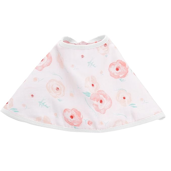 aden + anais Essentials 100% Cotton Muslin Burpy Bib – Multi-Use, Absorbent 4-Layer Burp Cloth, Drool Cloth and Full-Coverage Snap-Closure Baby Bib, 22.5” X 11”, Single, Full Bloom - Roses
