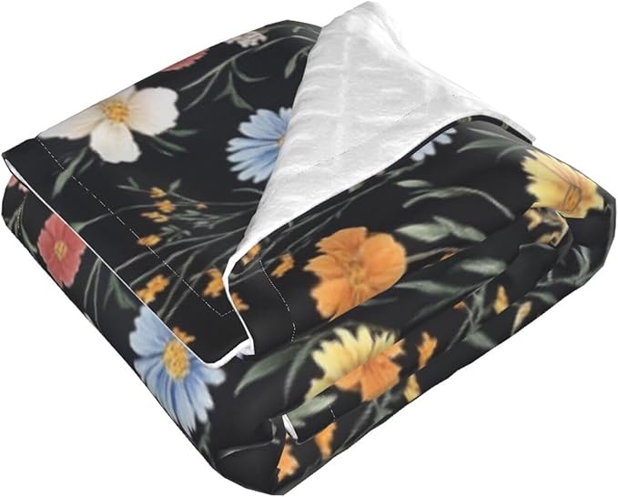 Baby Blanket Vintage Botanical Flower Wildflower for Boy Girl Newborn 30x40 Inch Toddler Infant Nursery Throw Blankets Double Layer Comfy Soft Plush Stroller Crib Quilt