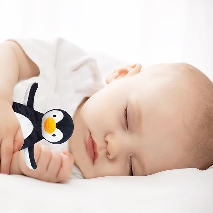 Baby Black Penguin Soft Stuffed Animal Security Blanket, Plush Penguin Character Lovey Blanket, Baby Shower/Nursery Gift, Newborn Infant Toddler Snuggle Blankie for Boys Girls, 10 Inches