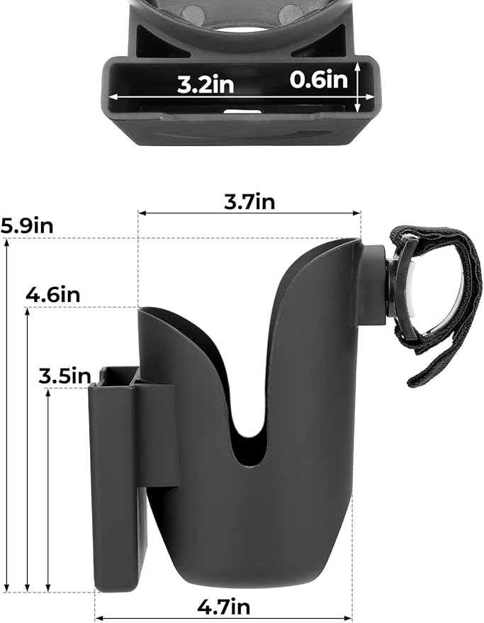 JOYTUTUS Cup Holder for Wheelchair, 2 in 1 Water Bottle Holder and Phone Bracket, Universal Drink Cup Holder for Walker, Rollator, Stroller, Scooter